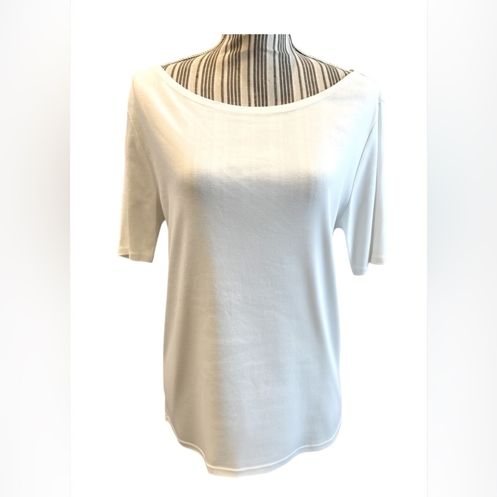 JCrew white 3/4 inch blouse scoop neck large